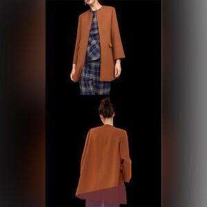 MWOT Zara Burnt Orange Zip Up Collar-less Jacket/Coat | Size Medium